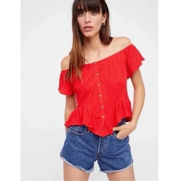 Free People Mint Julep Ruffle Top - Picture 3 of 8